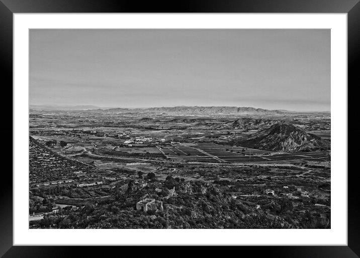 Countryside near Malaga, Spain. Black and white. Framed Mounted Print by Peter Bolton