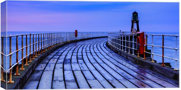 Sunrise at Whitby West Pier - Yorkshire Canvas Print by John Frid