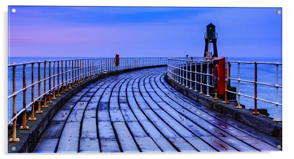 Sunrise at Whitby West Pier - Yorkshire Acrylic by John Frid