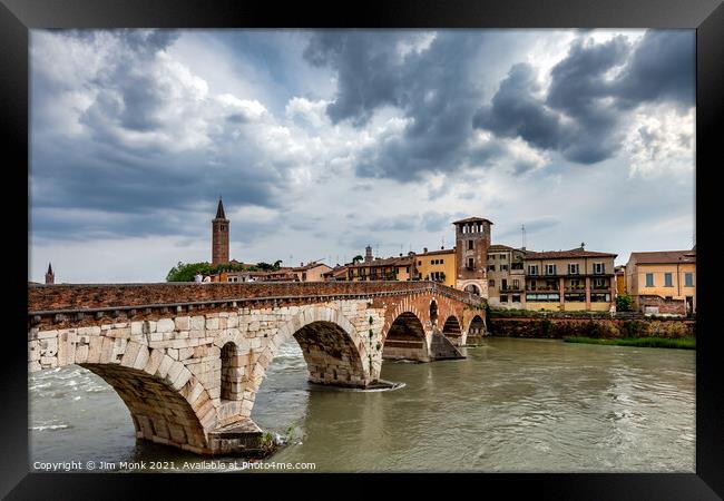 Ponte Pietra Bridge, Verona Framed Print by Jim Monk