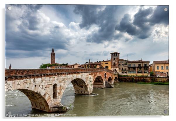 Ponte Pietra Bridge, Verona Acrylic by Jim Monk