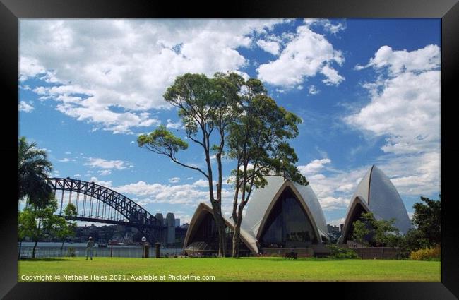 Sydney Opera House and Harbour Bridge Framed Print by Nathalie Hales