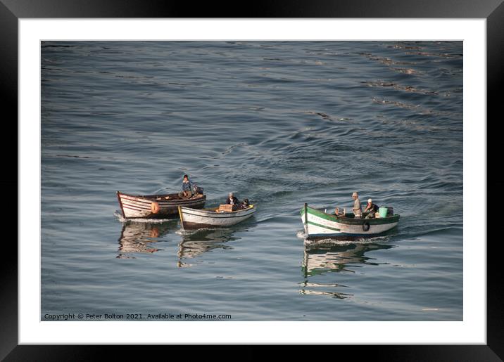 Local fishing boats return to harbour, Casablanca, Morocco. Framed Mounted Print by Peter Bolton