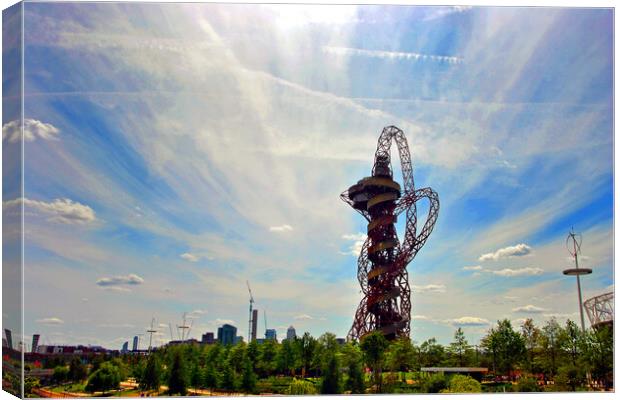Twisted Olympic Tower Canvas Print by Andy Evans Photos