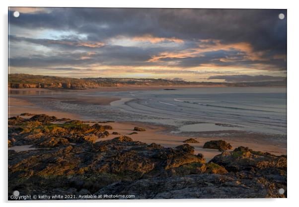 Hayle Beach ,Cornwall,Cornish beach at sunset Acrylic by kathy white