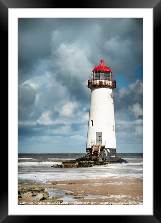 Cloudy Skies at Talacre Lighthouse Framed Mounted Print by Christine Smart