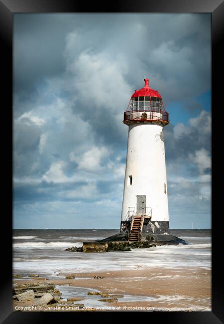 Cloudy Skies at Talacre Lighthouse Framed Print by Christine Smart