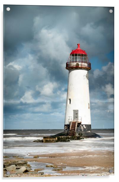 Cloudy Skies at Talacre Lighthouse Acrylic by Christine Smart