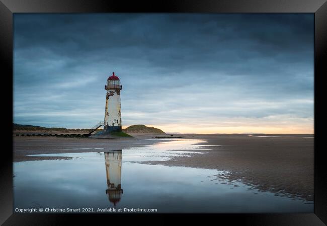 A Cool Sunset at Talacre Lighthouse Framed Print by Christine Smart