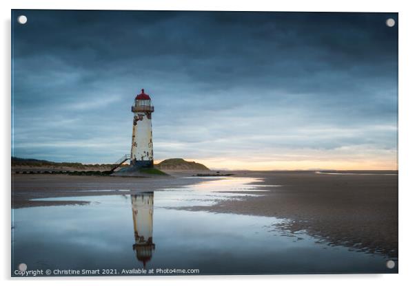 A Cool Sunset at Talacre Lighthouse Acrylic by Christine Smart