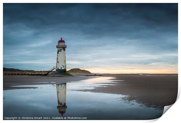 A Cool Sunset at Talacre Lighthouse Print by Christine Smart