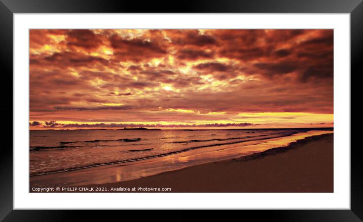 Farne Islands with dramatic sunrise 334  Framed Mounted Print by PHILIP CHALK