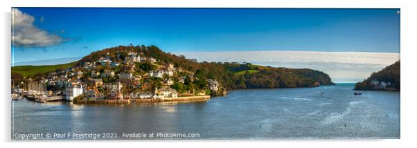 Kingswear and Mouth of River Dart Panarama Acrylic by Paul F Prestidge