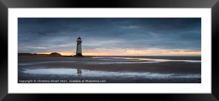 Talacre Lighthouse Sunset Panorama Framed Mounted Print by Christine Smart