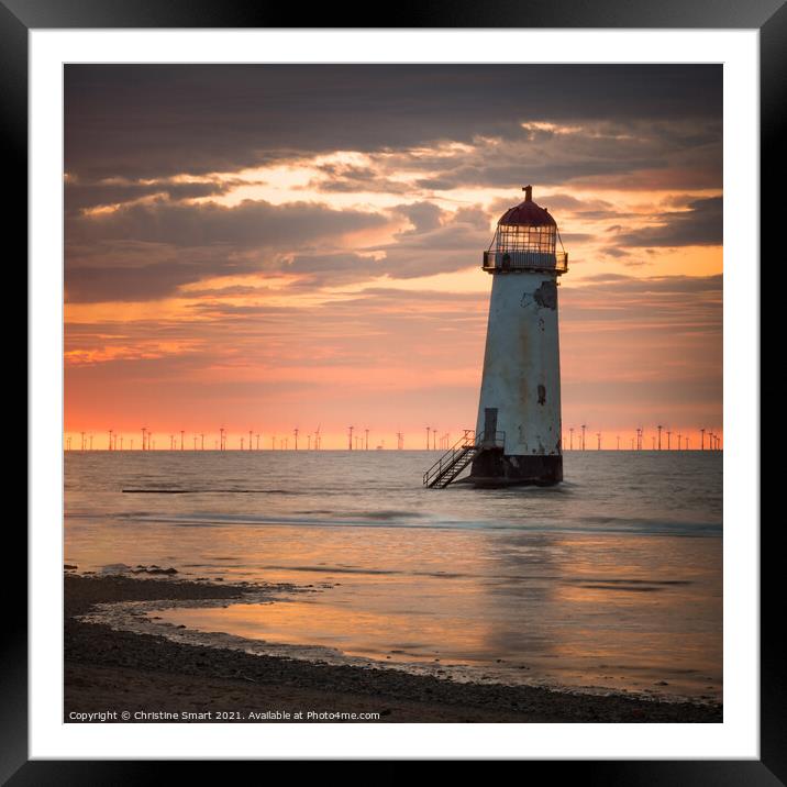 Warm Sunset at Talacre Lighthouse Framed Mounted Print by Christine Smart