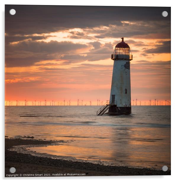 Warm Sunset at Talacre Lighthouse Acrylic by Christine Smart