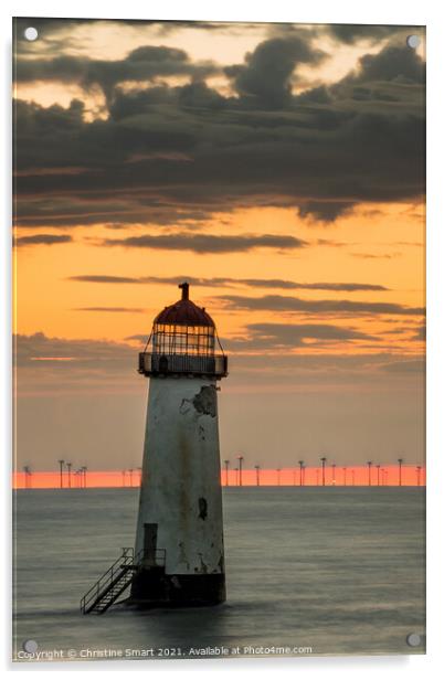 Cloudy Sunset at Talacre Lighthouse Acrylic by Christine Smart