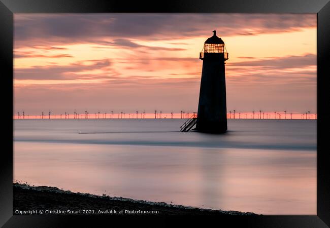 Talacre Lighthouse Silhouette Framed Print by Christine Smart