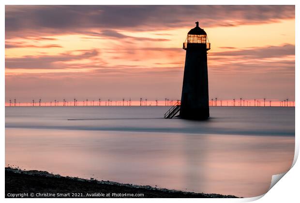 Talacre Lighthouse Silhouette Print by Christine Smart