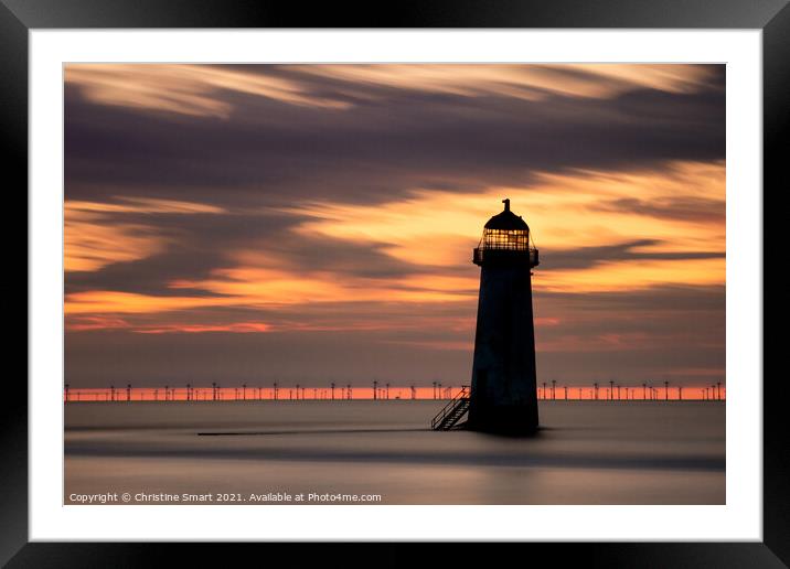 Drifting Clouds at Talacre Lighthouse Framed Mounted Print by Christine Smart