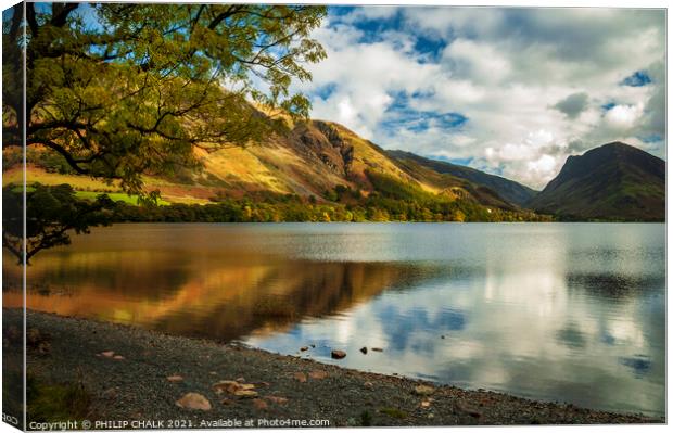 Buttermere in the late summer light with fleetwith pike 335  Canvas Print by PHILIP CHALK