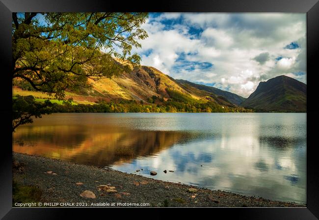Buttermere in the late summer light with fleetwith pike 335  Framed Print by PHILIP CHALK