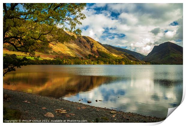 Buttermere in the late summer light with fleetwith pike 335  Print by PHILIP CHALK