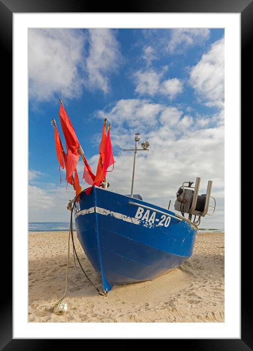 Blue Fishing Boat on the Island Rügen, Germany Framed Mounted Print by Arterra 