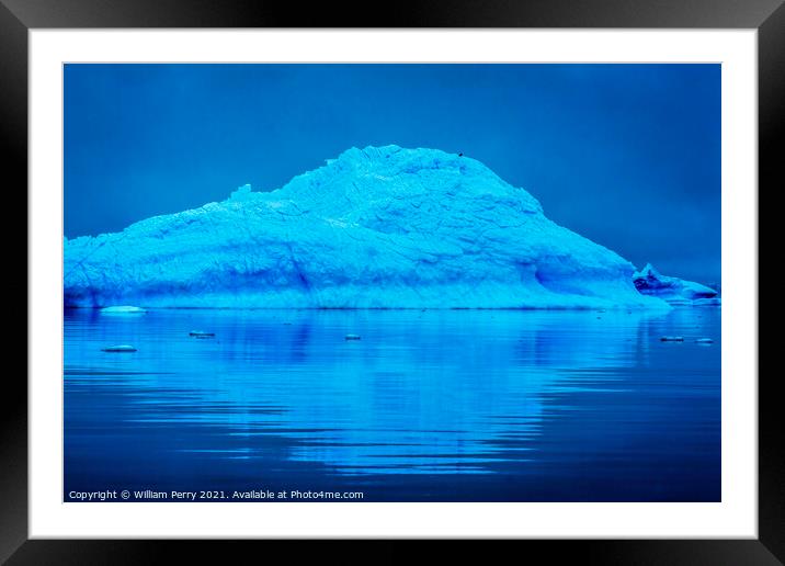 Snowing Blue Iceberg Reflection Paradise Bay Skintorp Cove Antar Framed Mounted Print by William Perry