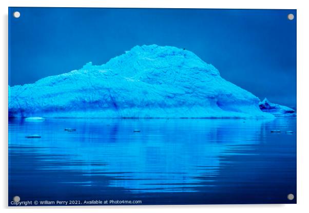 Snowing Blue Iceberg Reflection Paradise Bay Skintorp Cove Antar Acrylic by William Perry