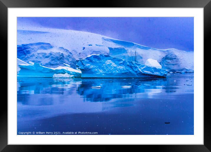 Saibloat Icebergs Glacier Snow Mountains Paradise Bay Antarctica Framed Mounted Print by William Perry