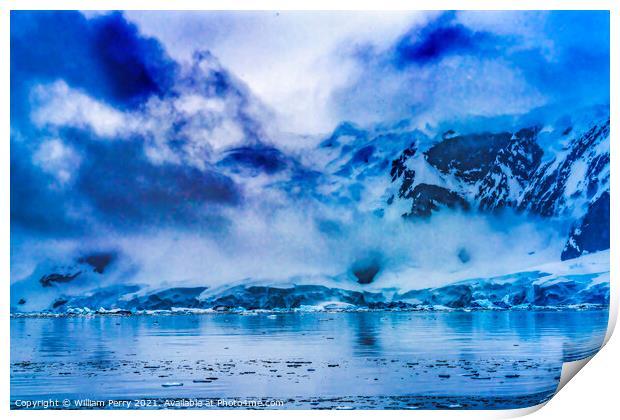 Blue Glacier Snow Mountains Paradise Bay Skintorp Cove Antarctic Print by William Perry