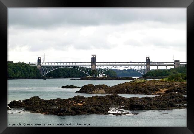 Britannia Bridge, Anglesey, North Wales.  Framed Print by Peter Wiseman
