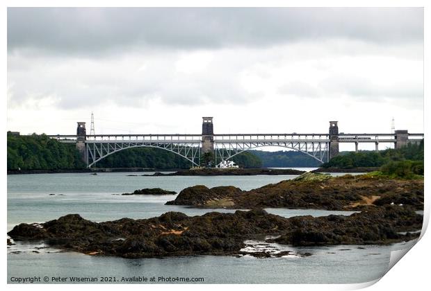 Britannia Bridge, Anglesey, North Wales.  Print by Peter Wiseman