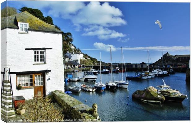 High TIde At Polperro In Cornwall. Canvas Print by Neil Mottershead