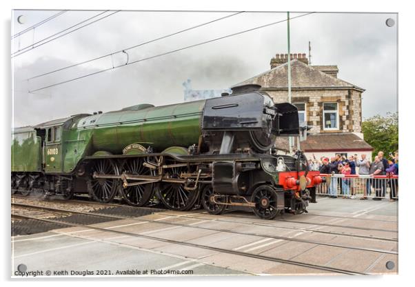 Flying Scotsman at Hest Bank Acrylic by Keith Douglas
