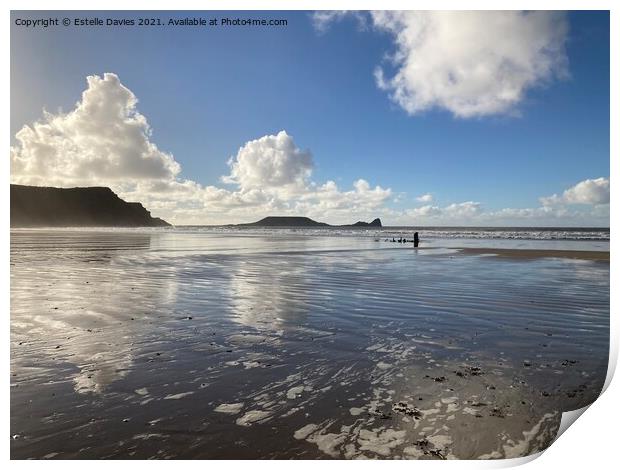 Rhossili Bay ,Gower. Print by Estelle Davies