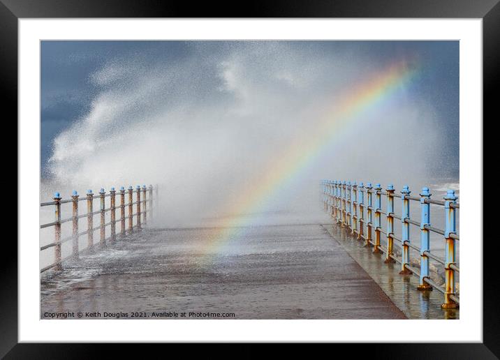 Rainbow in the Waves Framed Mounted Print by Keith Douglas