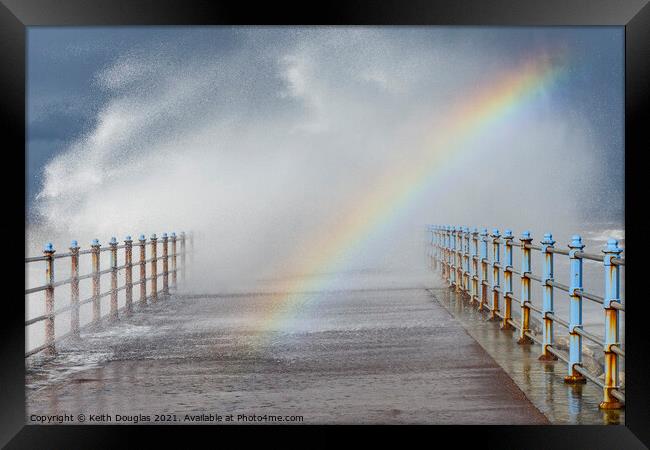Rainbow in the Waves Framed Print by Keith Douglas