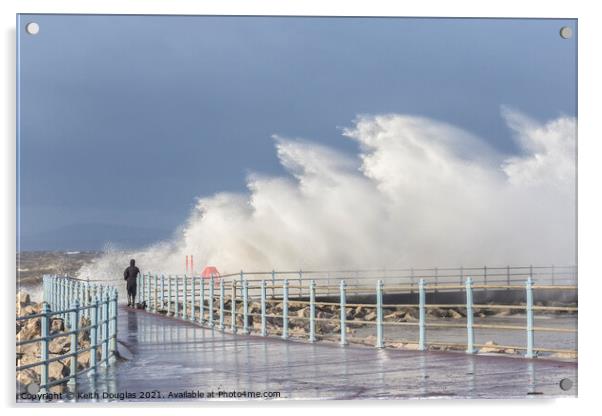 Dodging the Waves at Morecambe Acrylic by Keith Douglas