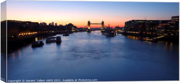 Tower Bridge and River Thames at dawn, London, UK Canvas Print by Geraint Tellem ARPS