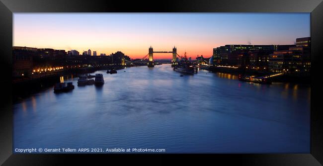 Tower Bridge and River Thames at dawn, London, UK Framed Print by Geraint Tellem ARPS