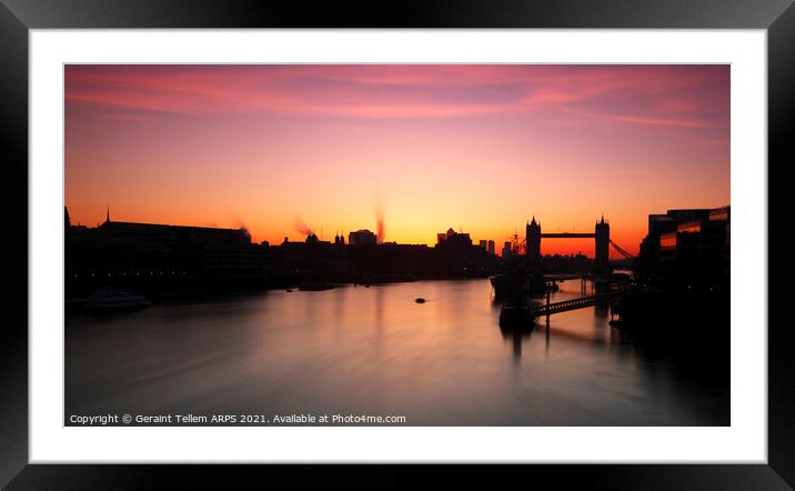Tower Bridge and River Thames at dawn, London, England, UK Framed Mounted Print by Geraint Tellem ARPS