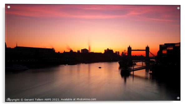 Tower Bridge and River Thames at dawn, London, England, UK Acrylic by Geraint Tellem ARPS