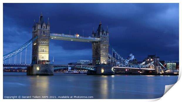 Tower Bridge at dusk looking east, London, UK Print by Geraint Tellem ARPS