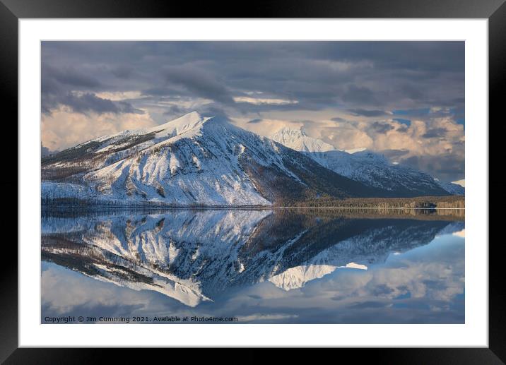 Stanton Mountain reflection, Montana Framed Mounted Print by Jim Cumming