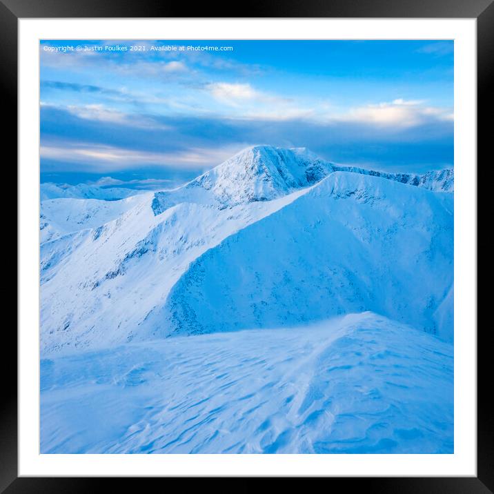 Winter view of Ben Nevis and Carn Mor Dearg from A Framed Mounted Print by Justin Foulkes