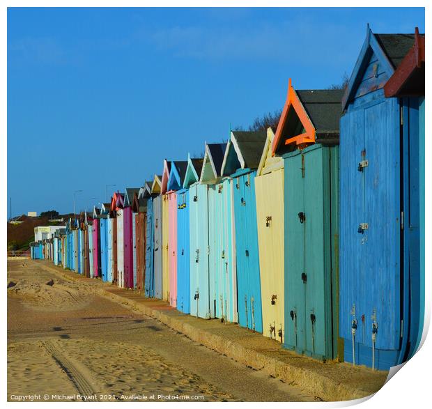 Beach huts,holland on sea,essex Print by Michael bryant Tiptopimage