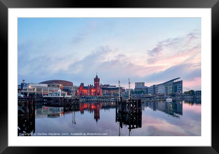A Glorious Winter Sunrise over Cardiff Bay  Framed Mounted Print by Gordon Maclaren