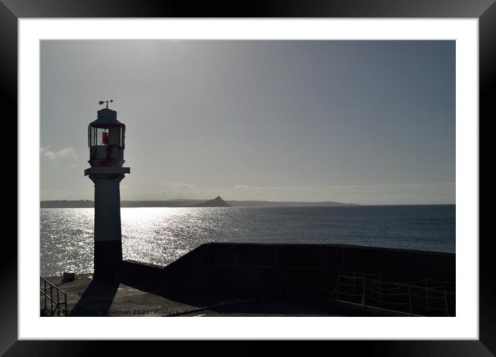 View  over Mount's Bay Penzance Framed Mounted Print by Peter Wiseman